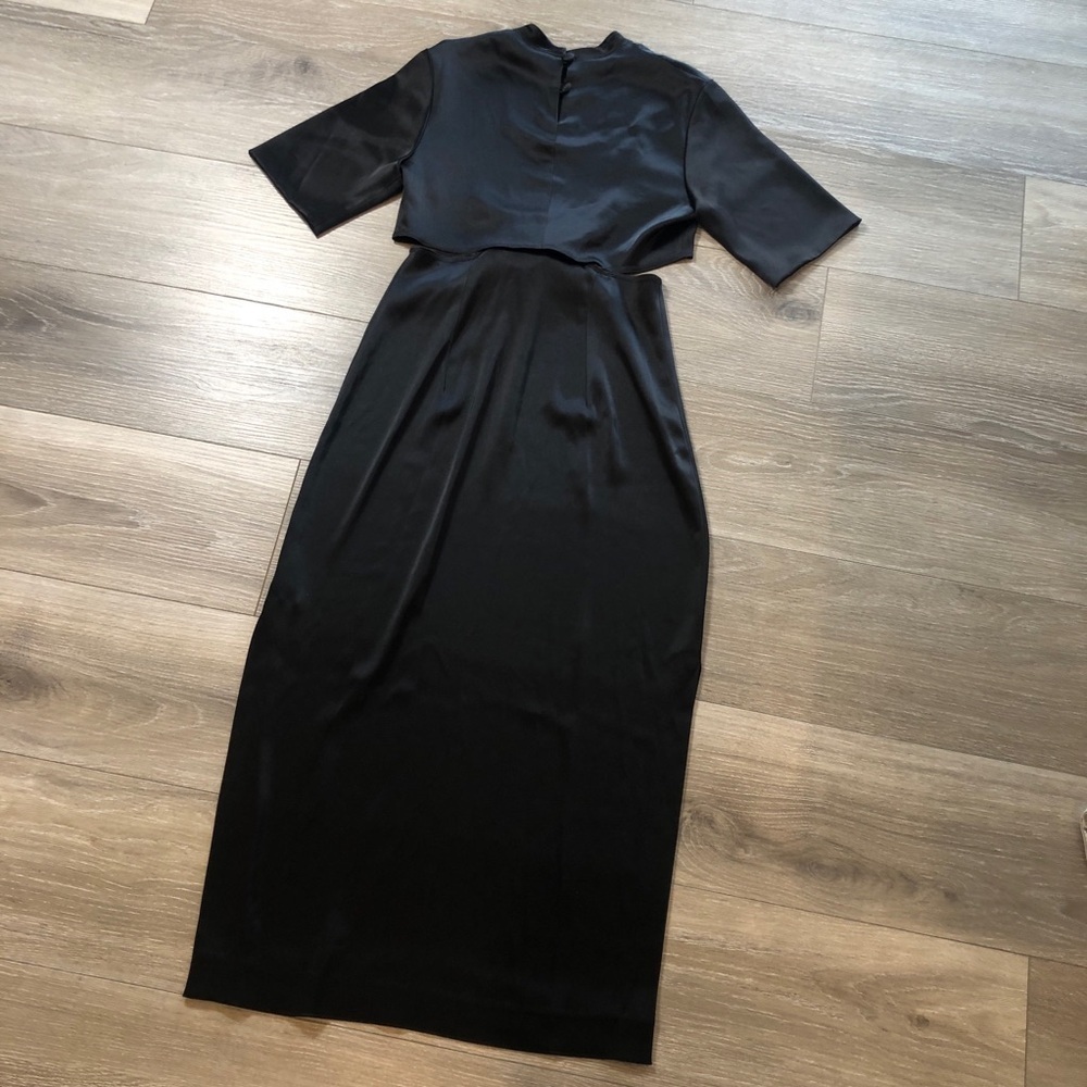 Nanushka Bhumi Satin Cutout Black Midi Dress Womens Size Black - Picture 9 of 10